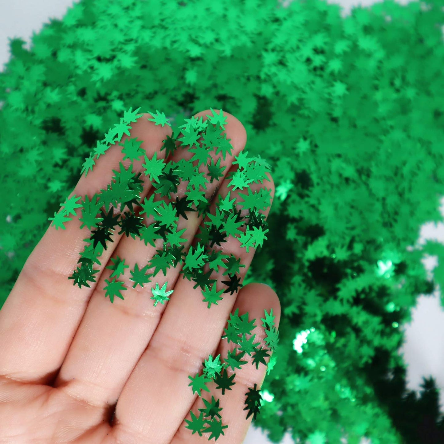 3 Pack - Green, Rainbow & Silver Holographic Leaf Glitter - Solvent Resistant & Cosmetic Grade - Face Body Nails Resin Arts & Crafts, Tumblers, Bath Beauty & Personal Care Electric Bliss Beauty