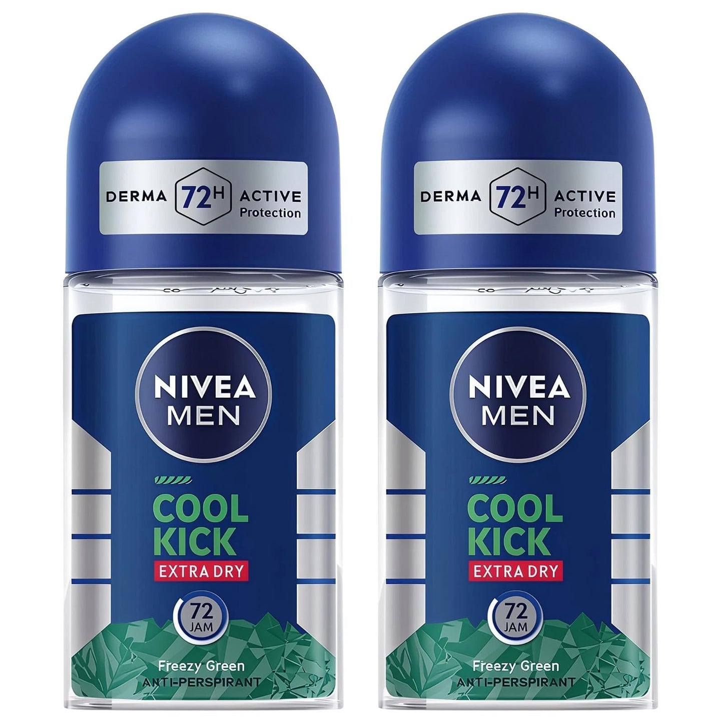 Nivea Men Roll On Deodorant Cool Kick Extra Dry Freezy Green 50mL Long-Lasting Freshness Protection Quick Drying Formula Gentle on Skin for Men, Pack Beauty and Personal Care NIVEA