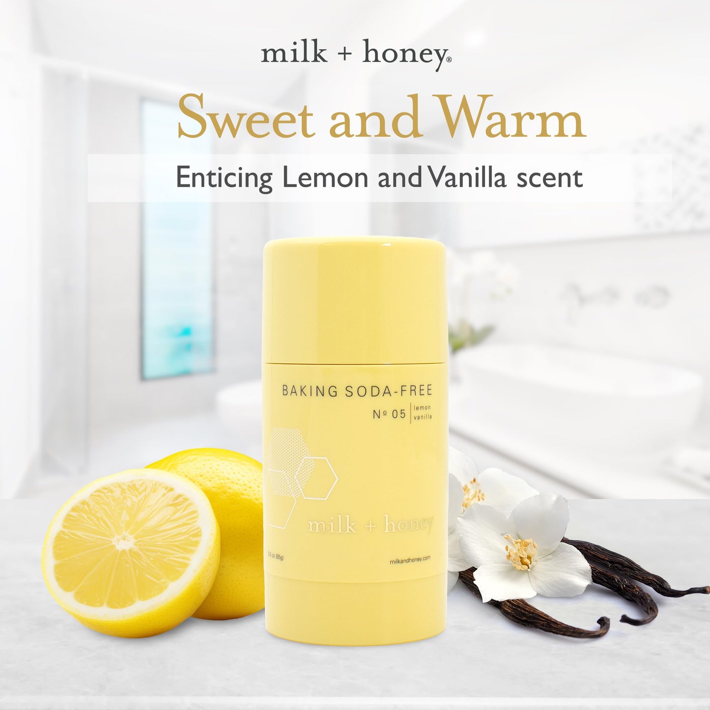 milk + honey Deodorant No. 05 - Baking Soda Free, Aluminum-Free Natural Deodorant for Women & Men, Lemon and Vanilla Scent, 2.6 oz Beauty and Personal Care milk + honey