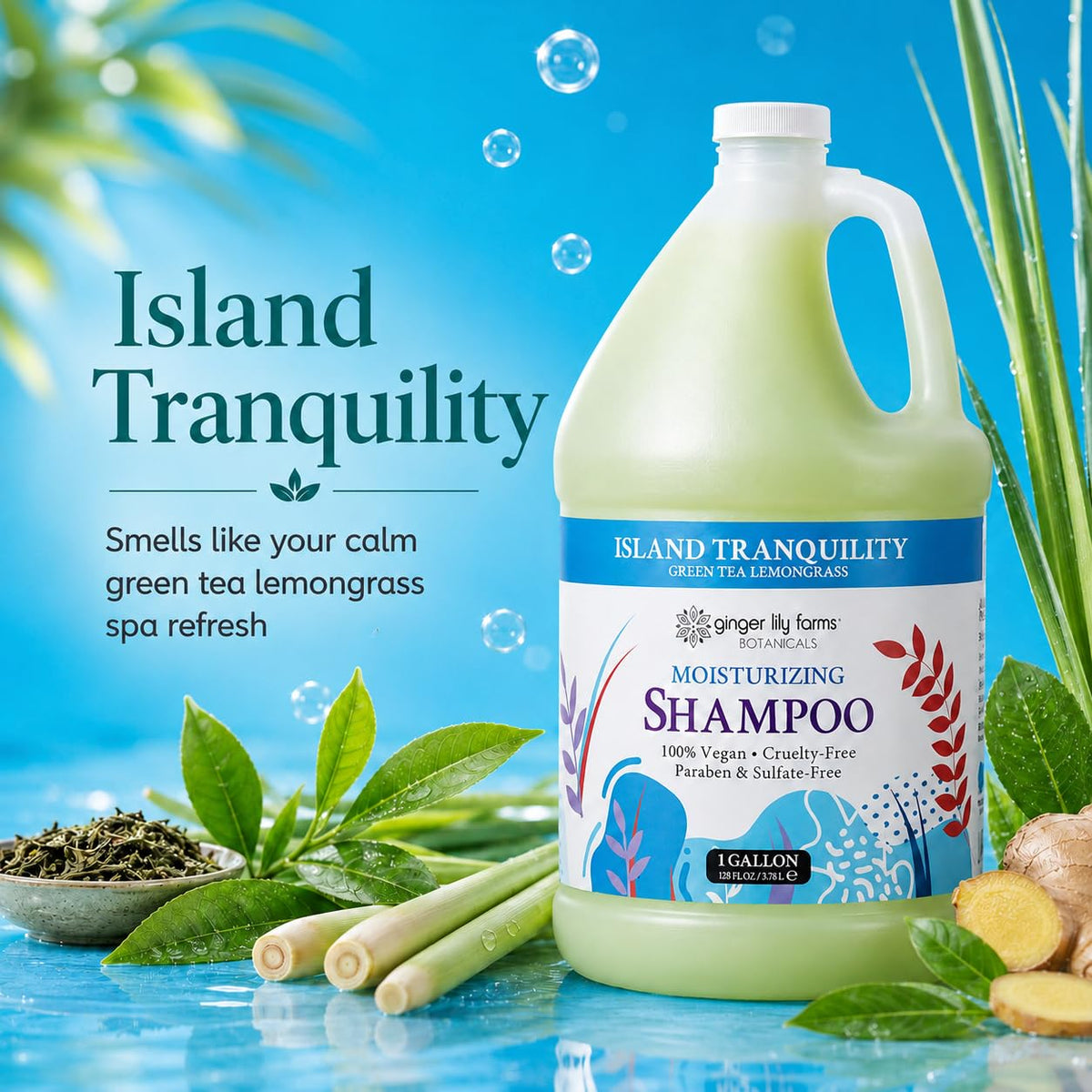 Ginger Lily Farms Botanicals Shampoo, 128oz/4pk, Island Tranquility