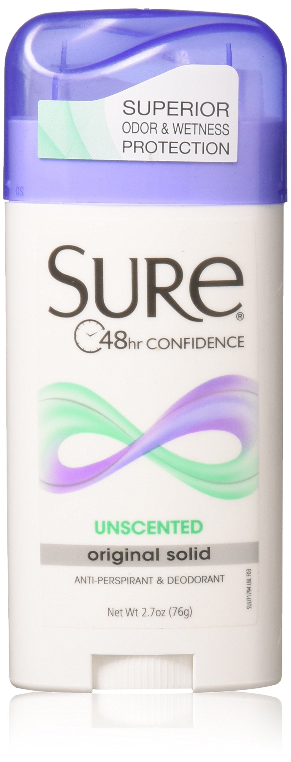 Sure Original Solid Unscented, Anti-Perspirant Deodorant 2.70 oz (Pack Of 3) Beauty and Personal Care Sure