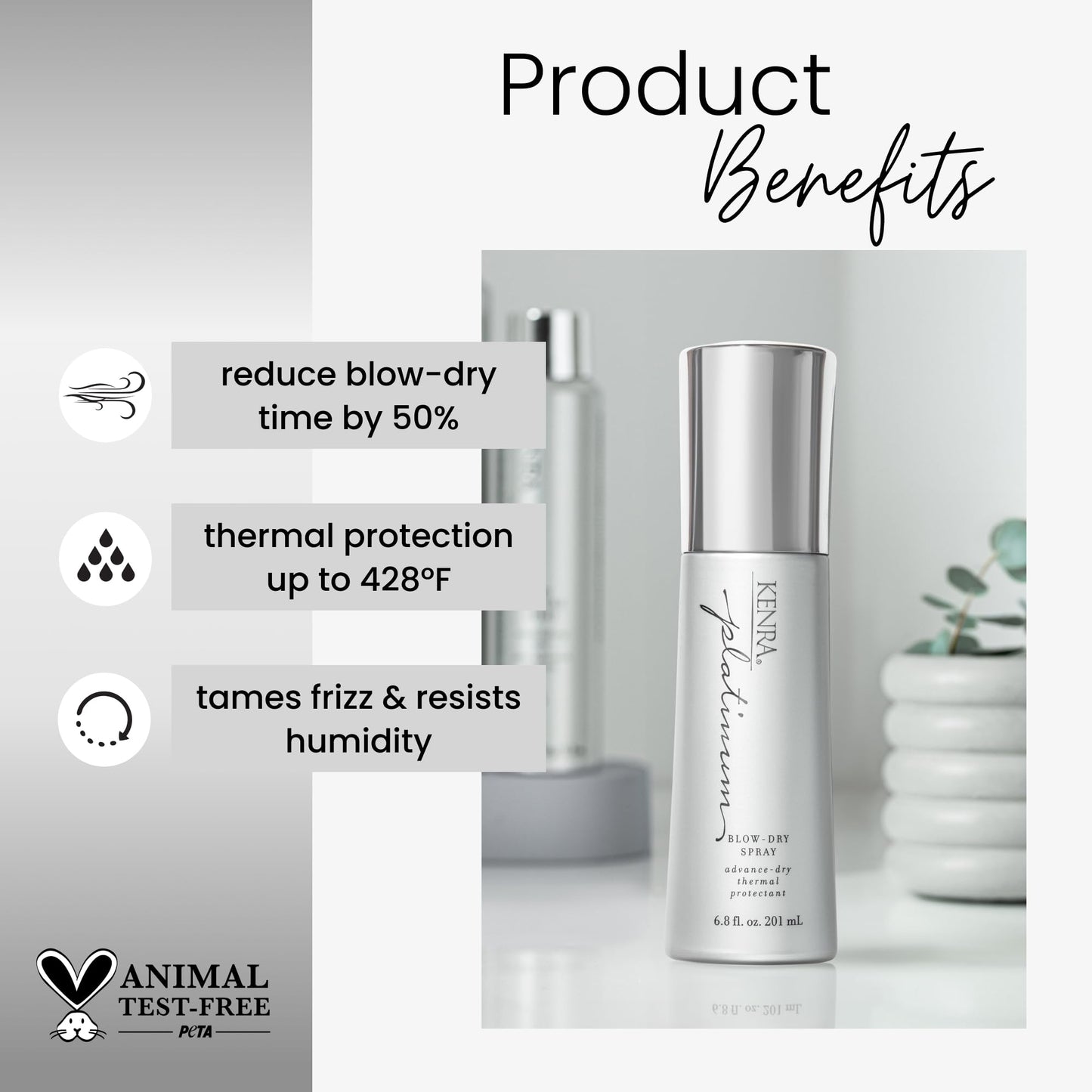 Kenra Professional Platinum Blow-Dry Spray | Time-Saving Heat Protectant | Detangles, Smooths, and Softens | Eliminates Frizz & Resists Humidity | Beauty & Personal Care Kenra