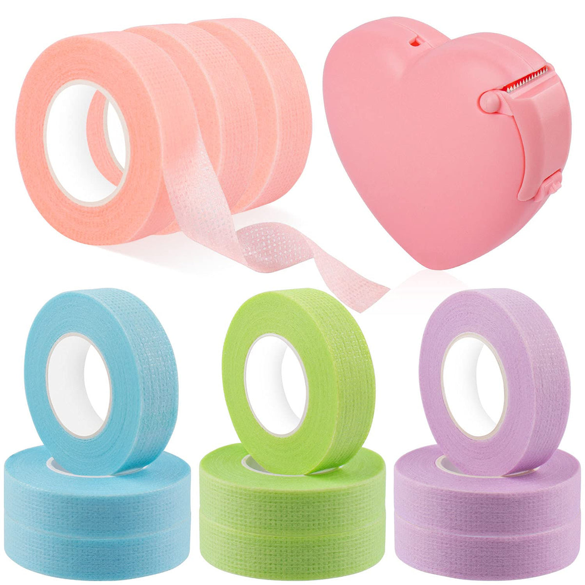 Rolybag 4 Colors Eyelash Extension Tape Breathable Eyelash Tape with Heart Shaped Tape Cutter Adhesive Non Woven Eyelash Tape Ladies Makeup Eyelash Beauty & Personal Care Rolybag