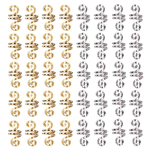 Hair Tube Beads Dreadlocks Beads Hair Spiral Hair Braiding Jewelry Hair Decoration Accessories Braid For Hair 40 Pieces,gold and silver Beauty & Personal Care N\A
