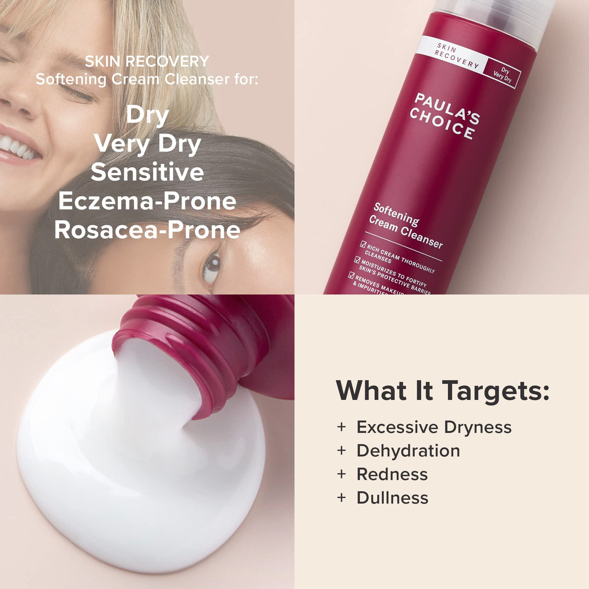 Paula's Choice SKIN RECOVERY Cream Cleanser, 8 Ounce Bottle for Extra Sensitive, Redness and Rosacea Prone Skin, Normal to Very Dry Facial Skin Beauty & Personal Care Paula's Choice