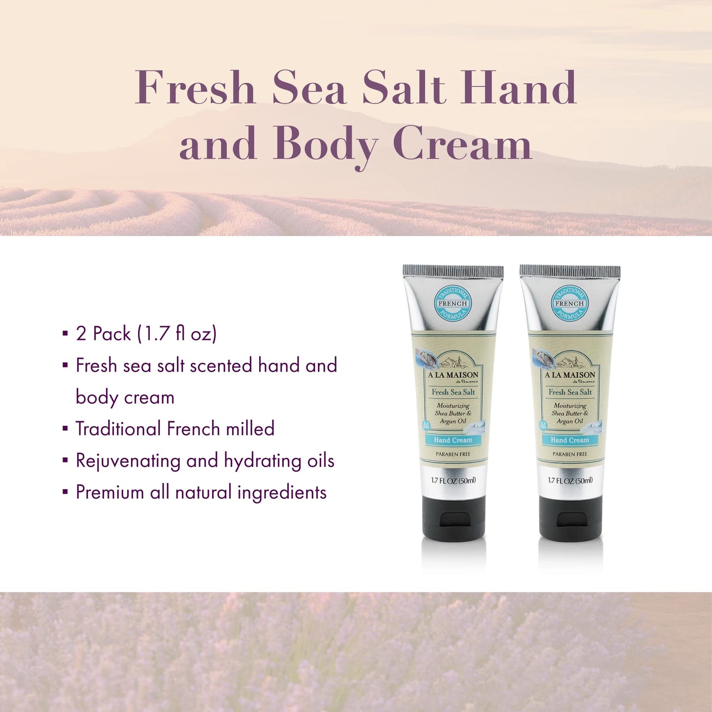 A LA MAISON Moisturizing Cream, Fresh Sea Salt - Uses: Hand, Argan Oil, Pure Shea Butter, Essential Oils, Plant Based, Cruelty-Free, SLS and Paraben Beauty & Personal Care A LA MAISON