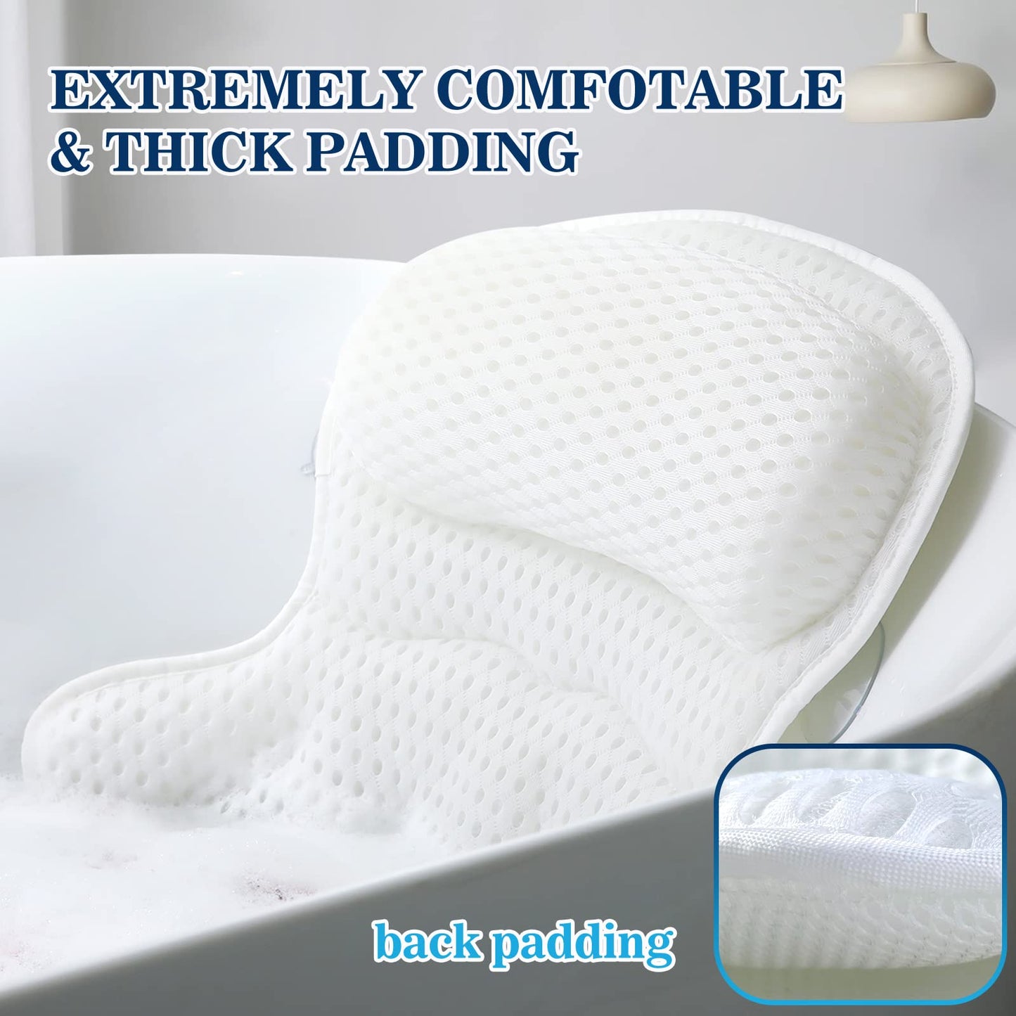 Bath Pillow Bathtub Pillow, Luxury Bath Pillows for Tub Neck and Back Support, Bath Tub Pillow Headrest with Soft 4D Mesh Fabric and Non-Slip Suction Beauty and Personal Care Ozyalo