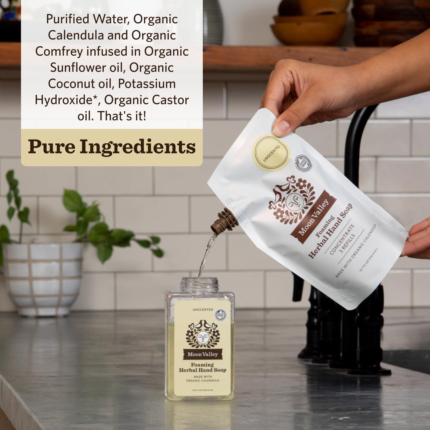 Moon Valley Foaming Hand Soap Refill Pouch, Two-Pack Unscented Soap, Vegan and Non-GMO, Environmentally Friendly Option Beauty & Personal Care Moon Valley Organics