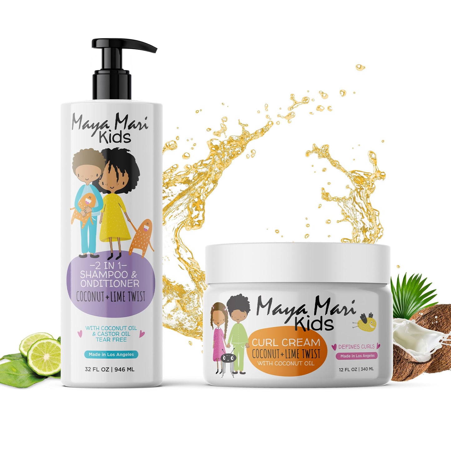Maya Mari Kids 2 in 1 Shampoo and Conditioner and Curl Cream Set for Curly Hair Products, Tear Free, Sulfate Free, Cruelty Free Haircare for Boys Beauty & Personal Care MAYA MARI