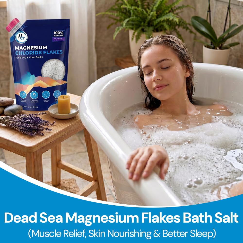 Dead Sea Magnesium Flakes Bath & Foot Soak, Unscented - 5 lb - 3 Pack Beauty and Personal Care MARCO ESRA