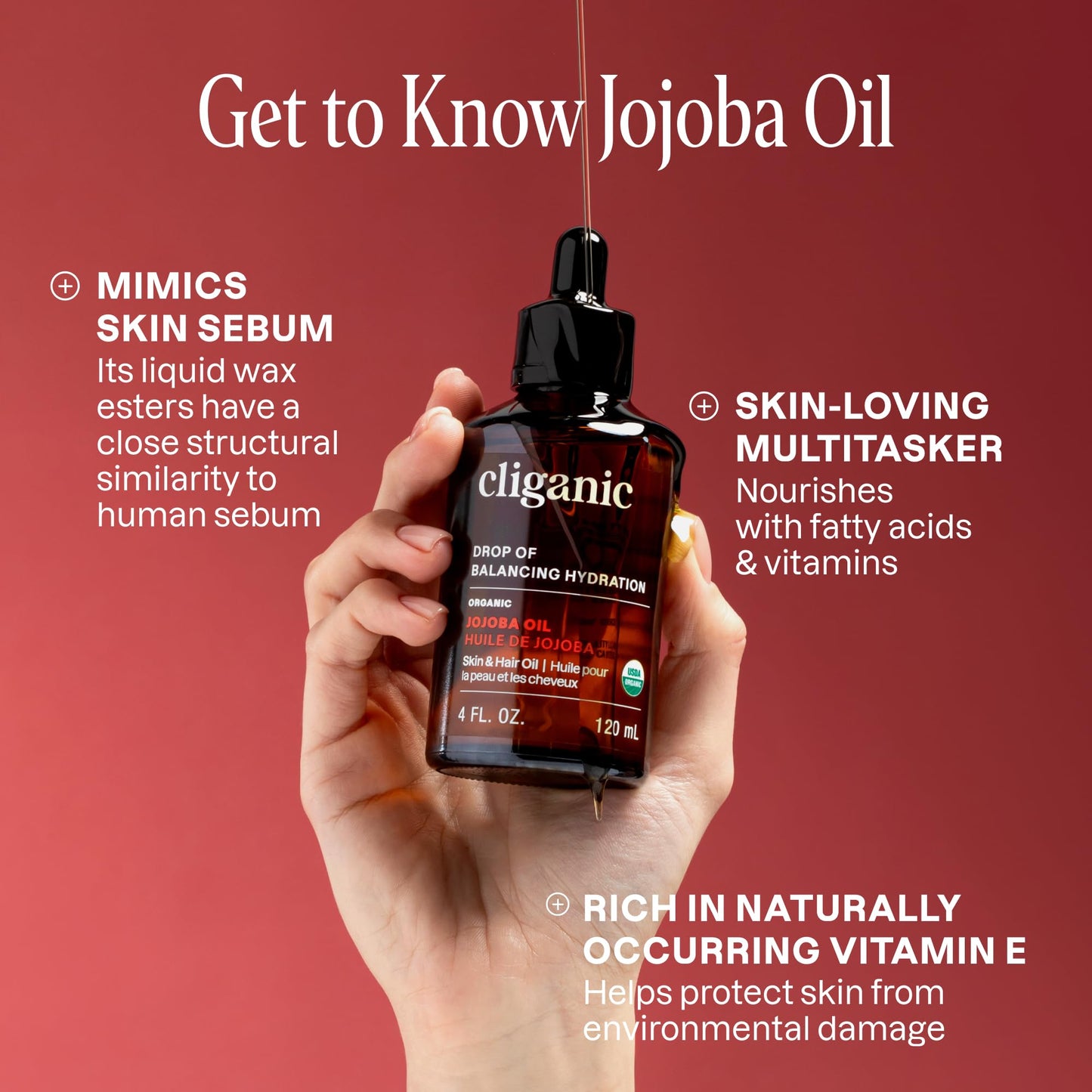 Cliganic Organic Jojoba Oil 16oz with Pump, 100% Pure | Bulk, Moisturizing Oil for Face, Hair, Skin & Nails | Natural Cold Pressed Beauty and Personal Care Cliganic