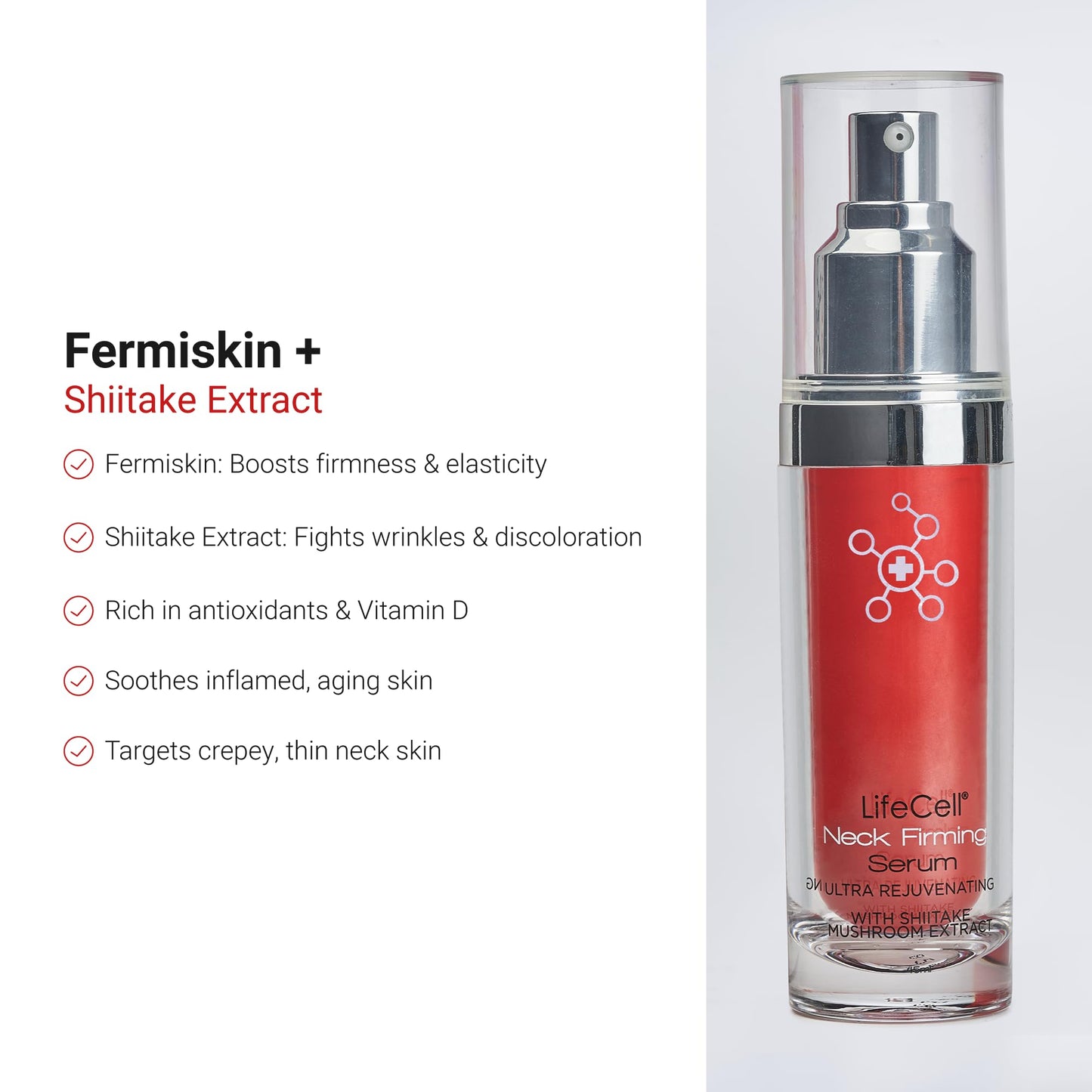 LifeCell Neck Firming Serum - Anti-Aging Neck and Cream with Fermiskin & Shiitake Extract - Firms, Lifts, and Reduces Sagging Skin - Lightweight, Fast Beauty & Personal Care LifeCell