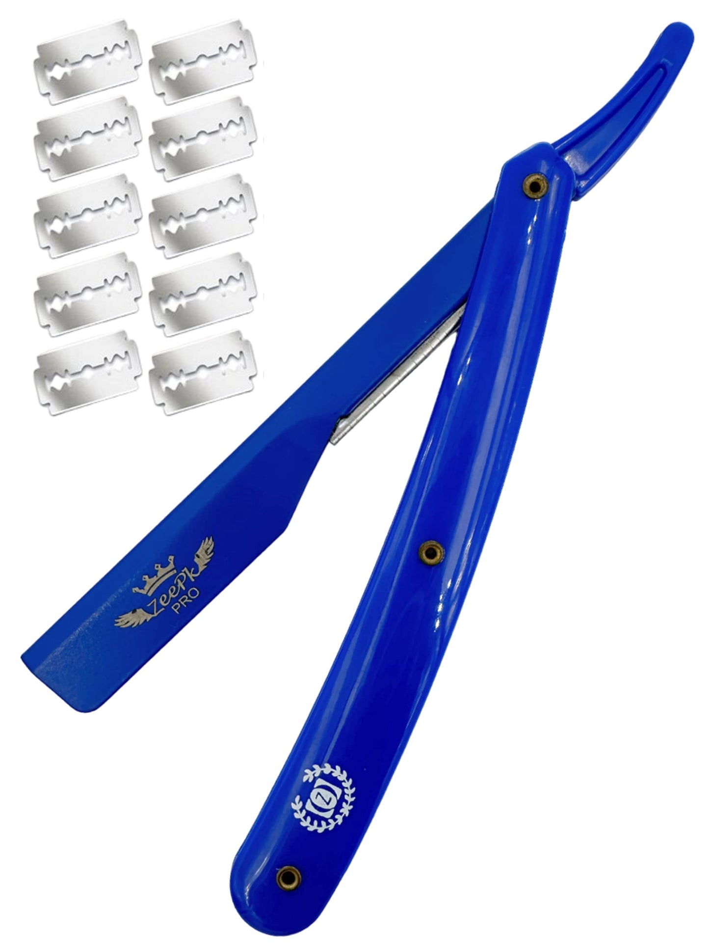 Barbero Cuchilla Barber Razor Navaja Straight Clean Shave Free Blades Salon Shaving Classic Stainless Steel (Blue Razor Holder) Beauty and Personal Care Liberty Supply