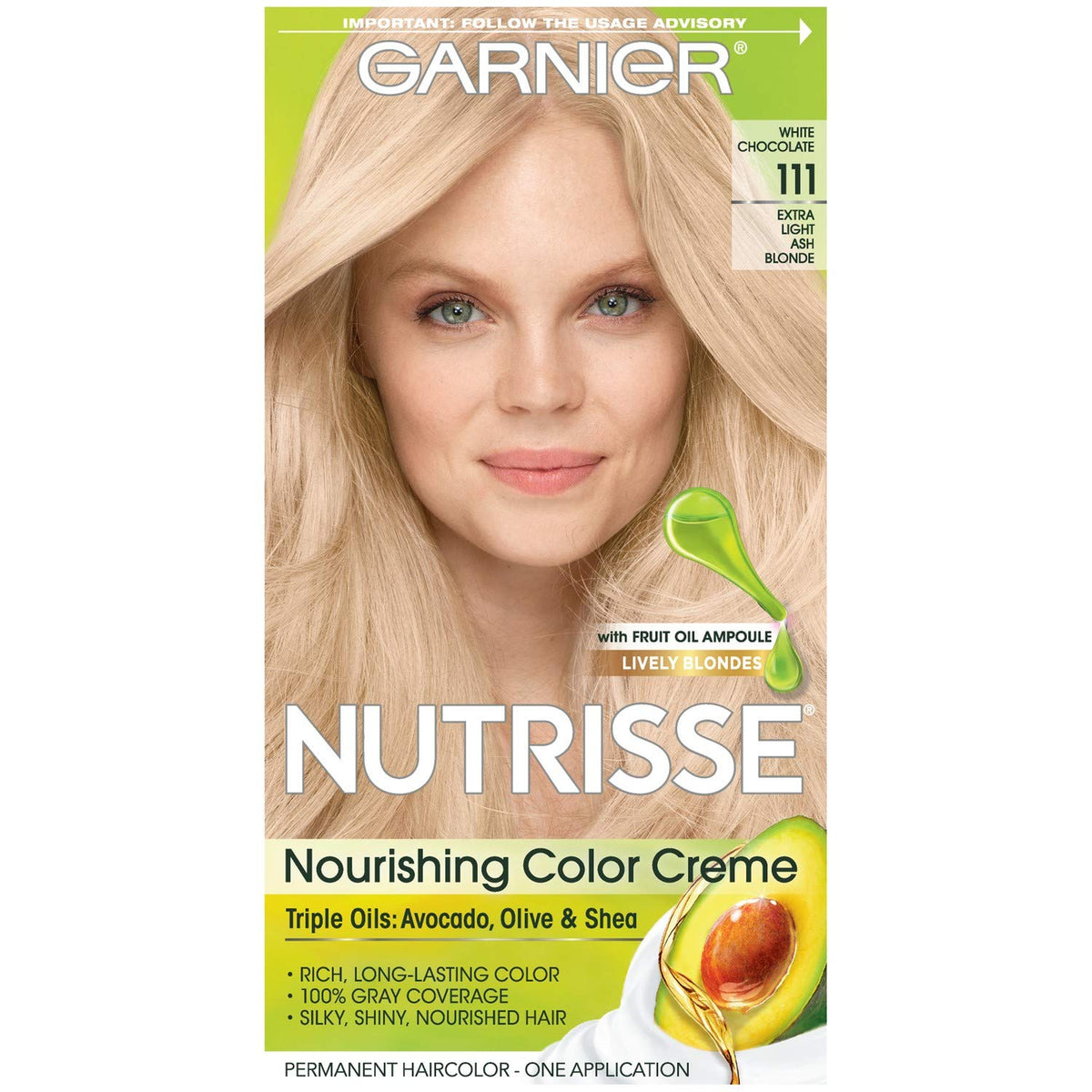 Garnier Nutrisse Level 3 Permanent Hair Creme, Extra, Light Ash Blonde 111 (White Chocolate) Beauty & Personal Care Garnier