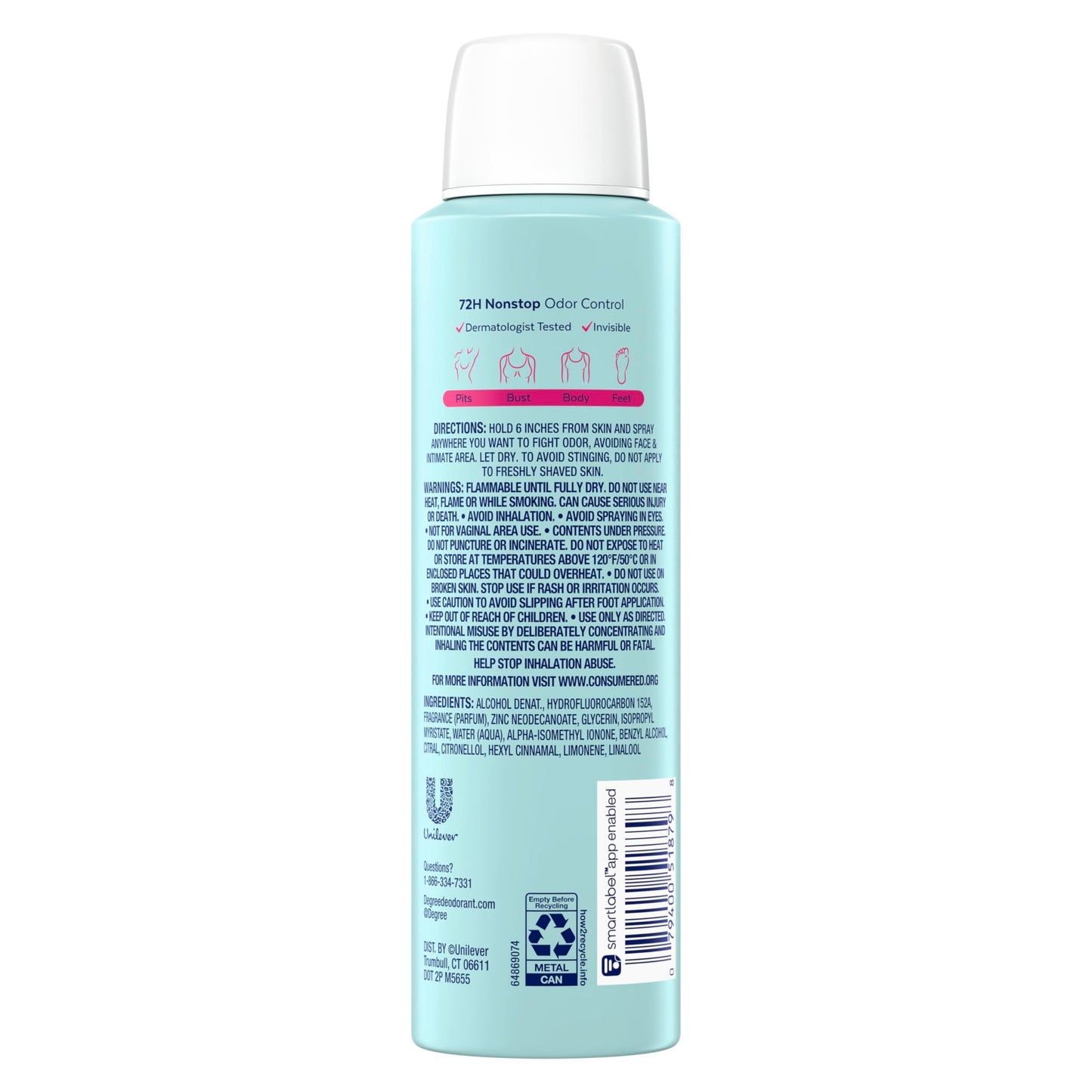 Degree Women Whole Body Deodorant Spray, Rose & Waterlily Scent, Aluminum Free 72H Odor Protection 4 oz Beauty and Personal Care Degree