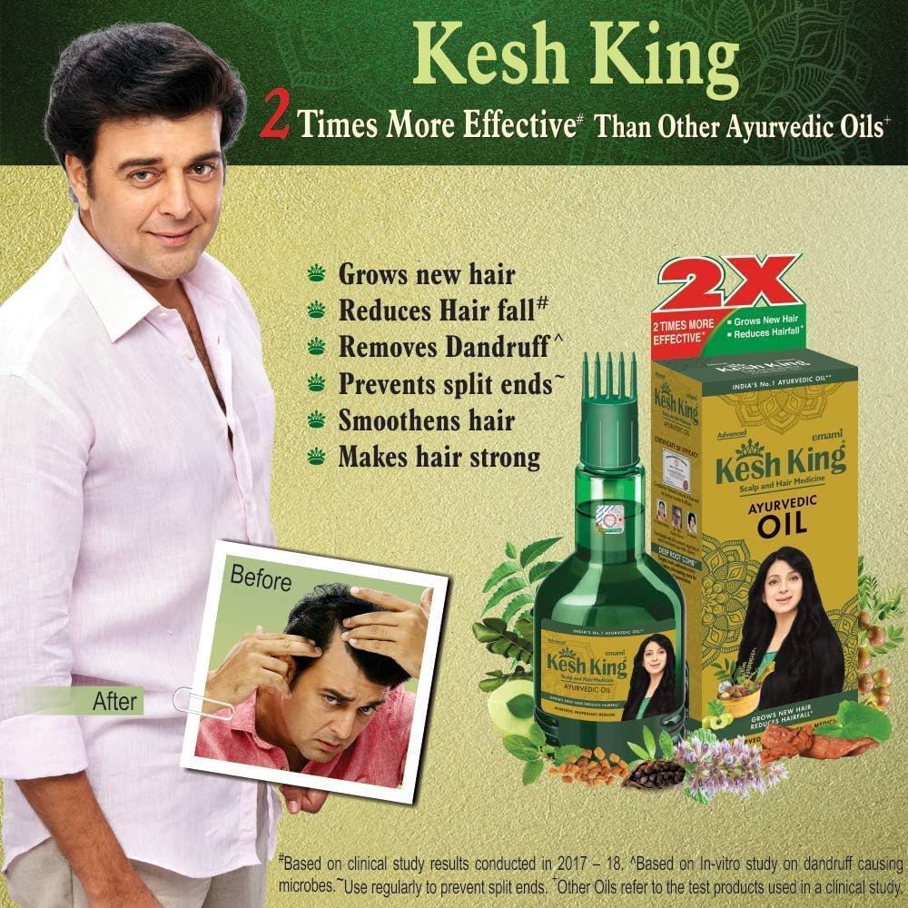 Kesh King Ayurvedic Hair Oil | Herbal Oil with Bhringraj & Amla | Enhance Hair Growth | Reduce Hairfall | Nourishes Scalp | Provides Long & Thick Hair