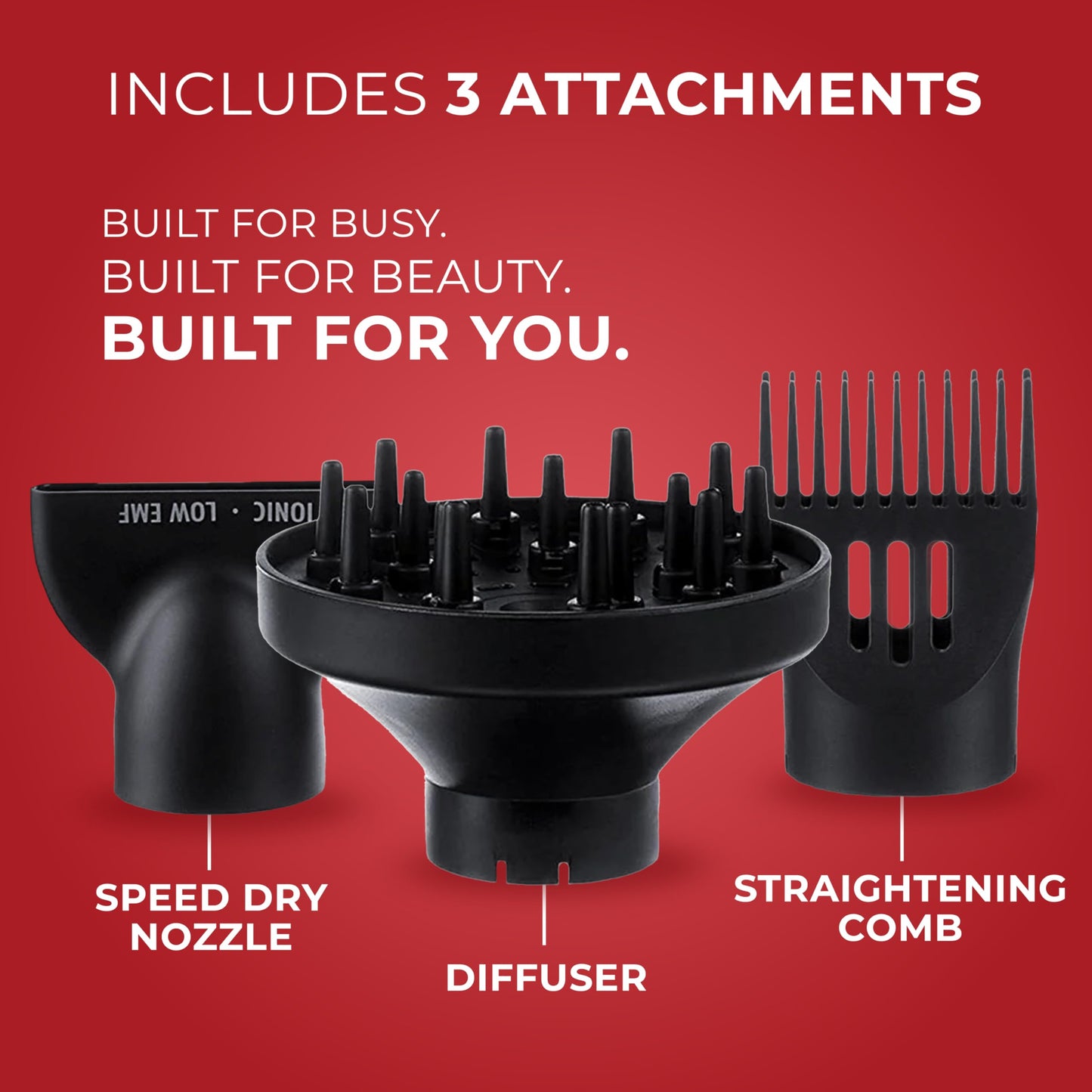 FHI HEAT Platform Nano Power Salon Pro 2000 Tourmaline Ceramic Quick Dry Hair Dryer with 3 Piece Attachment Set (Comb, Concentrator, and Diffuser) Beauty & Personal Care FHI Heat