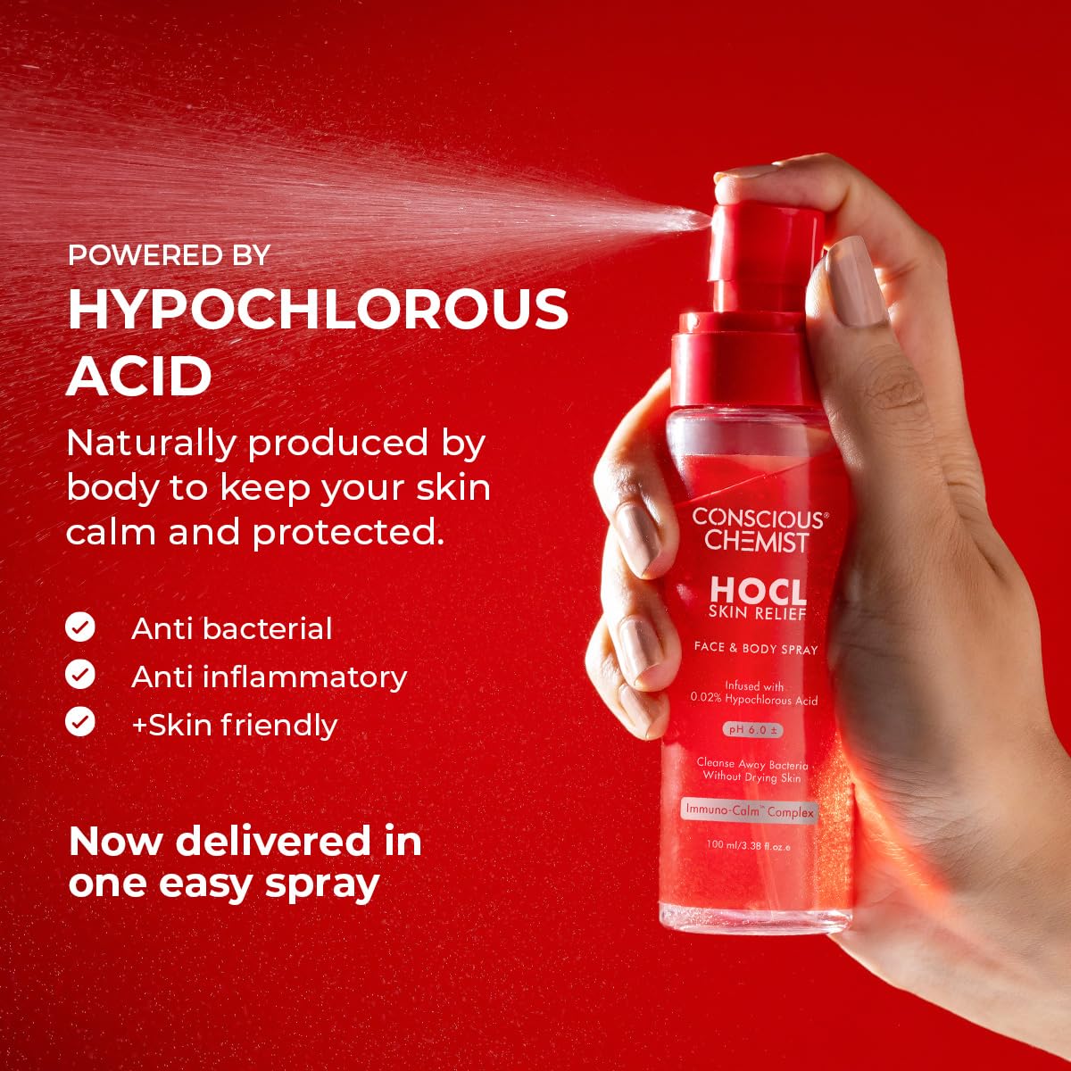 Conscious Chemist HOCL Skin Relief Face & Body Spray Soothing & Repairing Toner Hypochlorous Acid Mist for Quick Relief from Body Odour,Acne, Redness Beauty & Personal Care Conscious Chemist