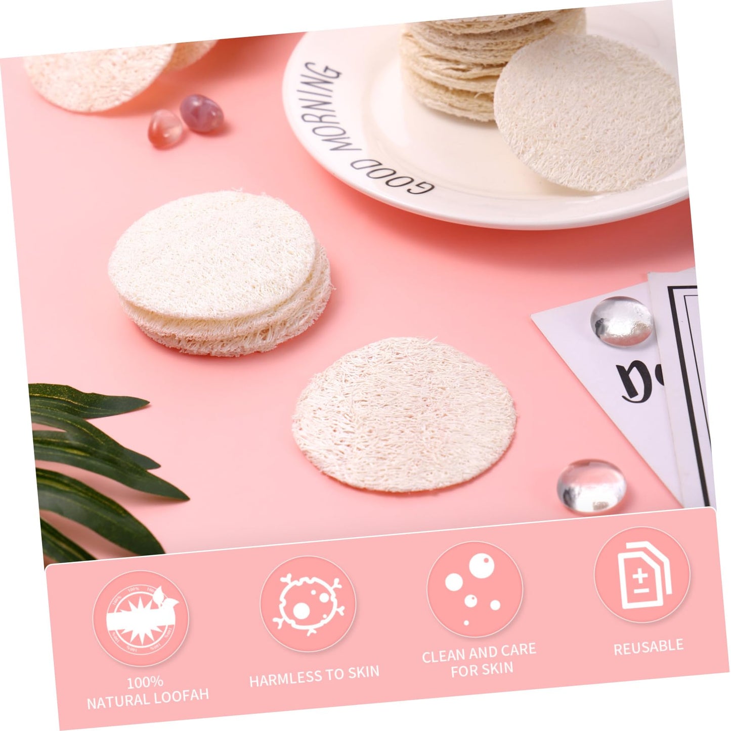 Uonlytech 50pcs Loofah Face Pads, Natural Sponge Exfoliating Face Pads Reusable Makeup Remover Facial Body Scrubbers Pad for Women and Men Facial Beauty and Personal Care Uonlytech