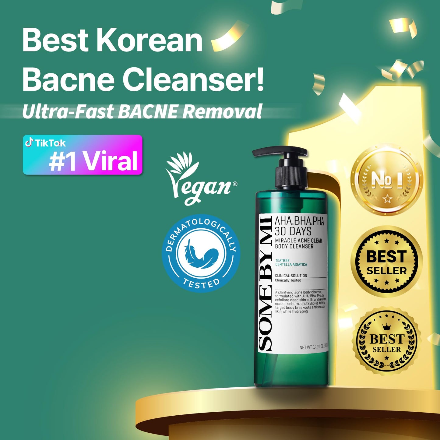 SOME BY MI AHA BHA PHA 30 Days Miracle Acne Clear Body Cleanser 13.5oz - Salicylic Acid & Tea Tree Acne Body Wash - Deep Cleansing, Sulfate & Paraben Beauty & Personal Care SOME BY MI