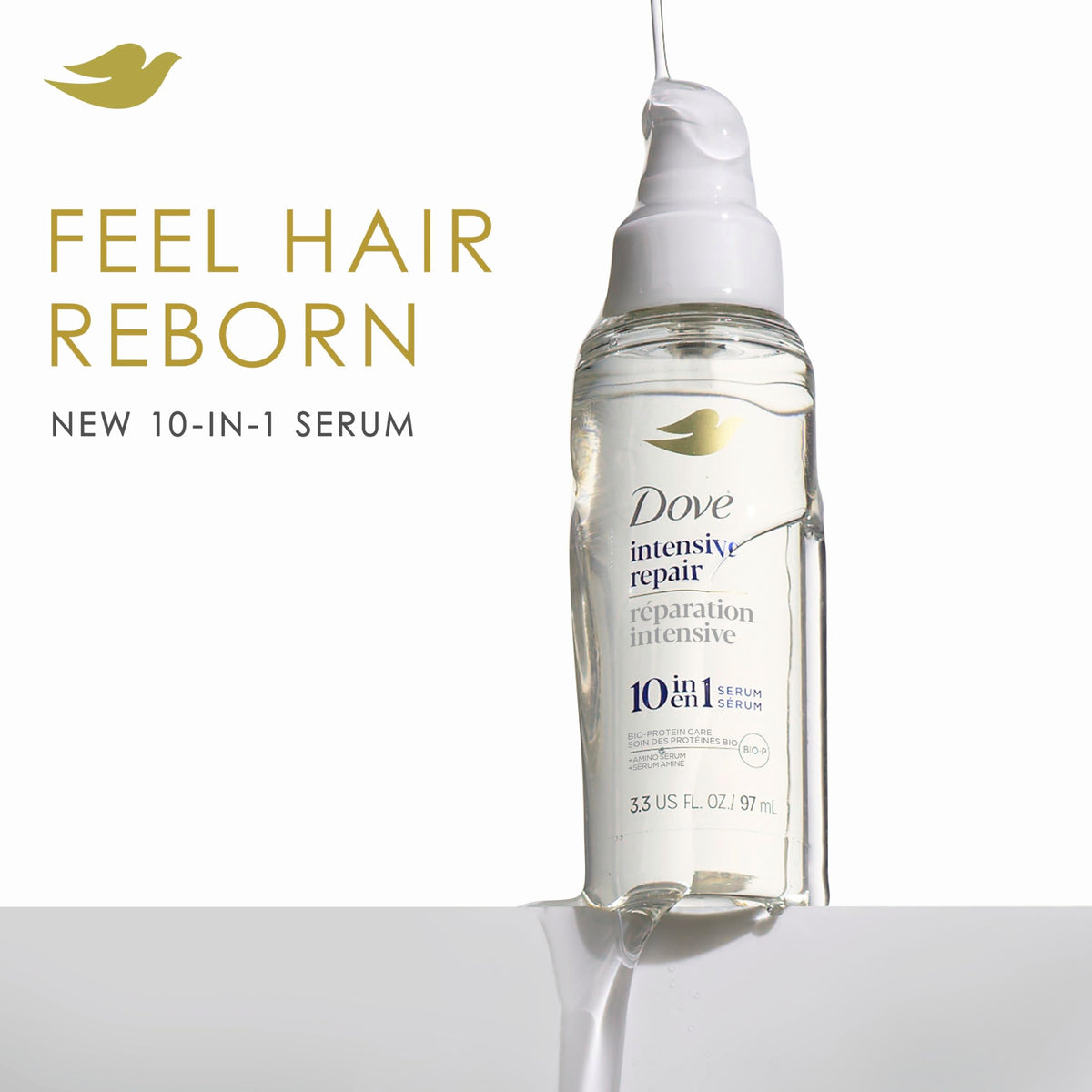 Dove Intensive Repair Amino Serum for Damaged Hair with Bio-Protein Care Technology 3.3 oz Beauty & Personal Care Dove