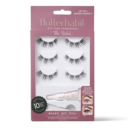 FlutterHabit Wink Ready Set Starter Kit, DIY Eyelash Extensions, Lash Clusters for Women, Professional Quality At Home Eyelash Extension Kit, Natural… Beauty & Personal Care FlutterHabit