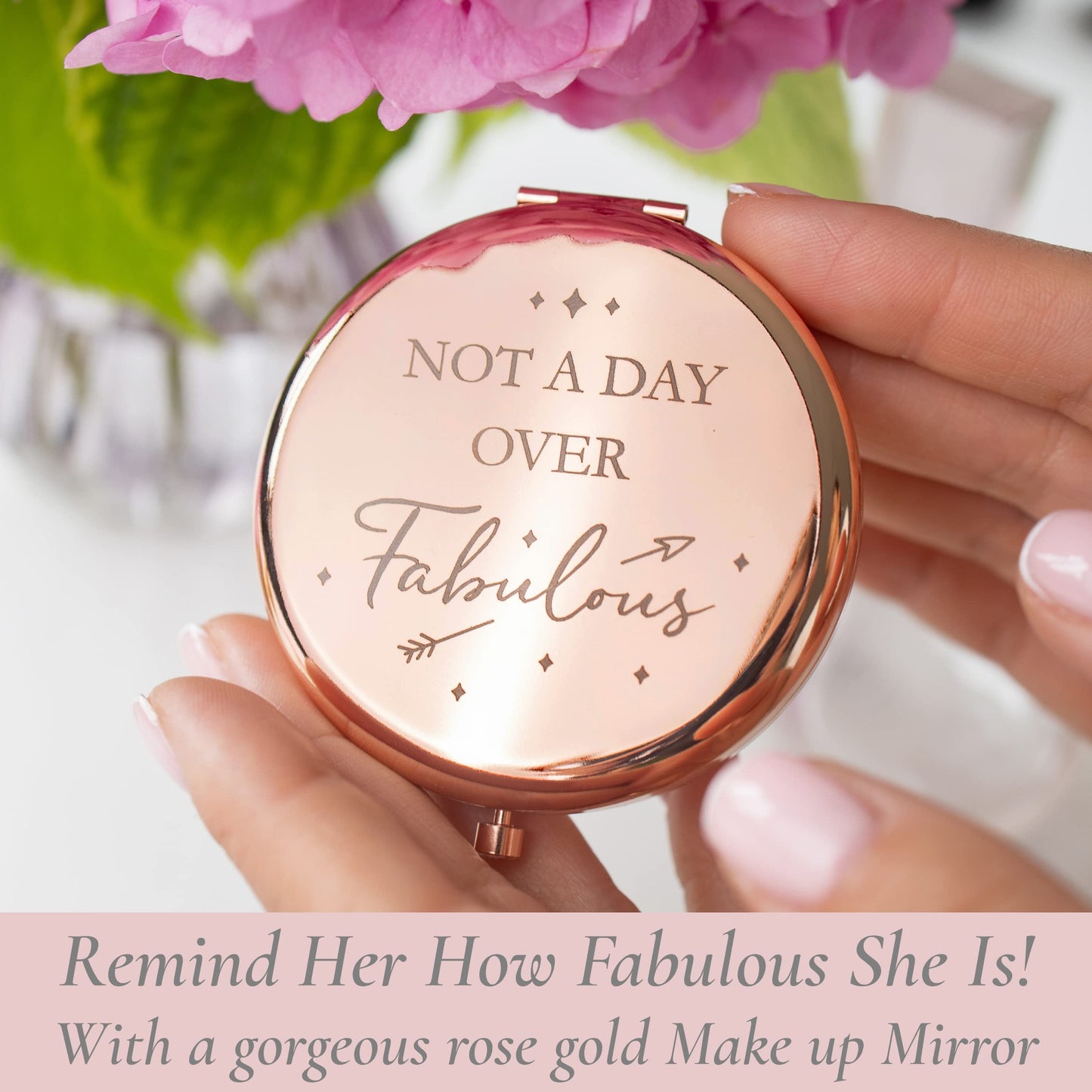CV CHARVORIA Birthday Gifts for Women - Not a Day Over Fabulous Rose Gold Compact Mirror - Birthday Gift Ideas for Friend; Coworker, Aunt, Mom - All Beauty & Personal Care CV CHARVORIA