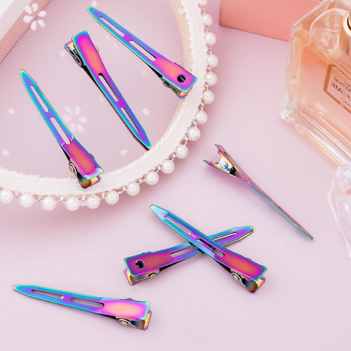 OIIKI 10 Pack 2.2 Inches Rainbow Single Prong Curl Clips, Metal Alligator Hair Clips without Teeth, Rainbow Section Hairpin Hair Accessories for Women Beauty & Personal Care OIIKI