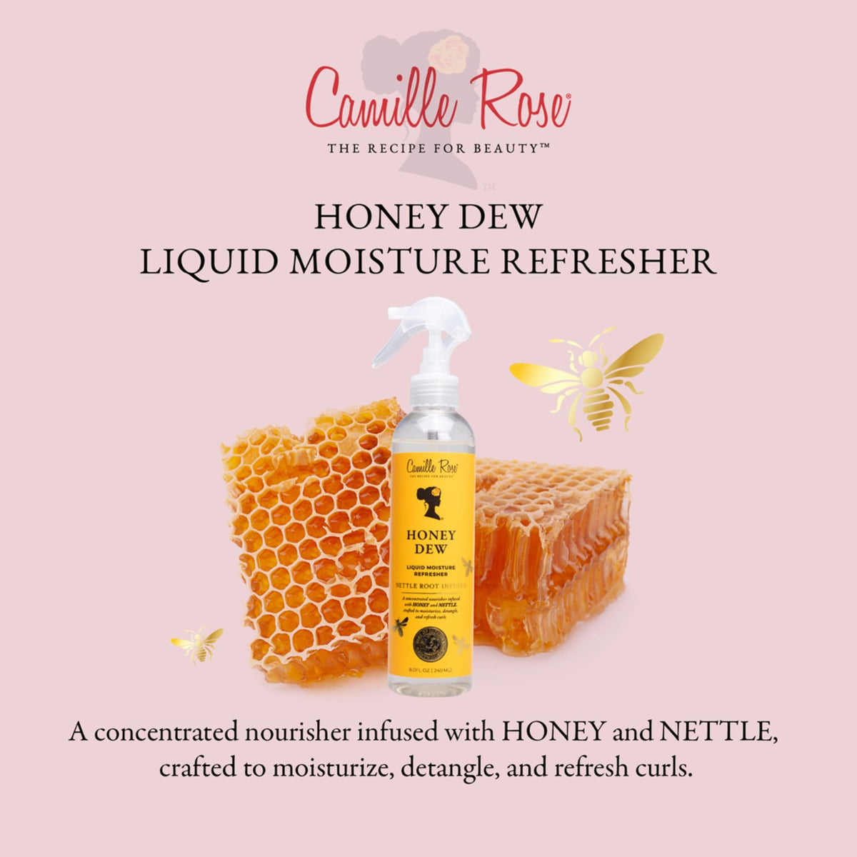 Camille Rose Honey Dew Liquid Moisture Hair Refresher, with Honey and Nettle Root, for a Daily Curl Refresh and Soft, Silky Hair, 8 fl oz Beauty & Personal Care Camille Rose
