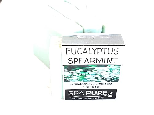 Spa Pure Aromatherapy Luxury Soap, made with plant based ingredients, essential oils, all natural, 4.5 oz each (Eucalyptus Spearmint) Beauty & Personal Care Spa Pure
