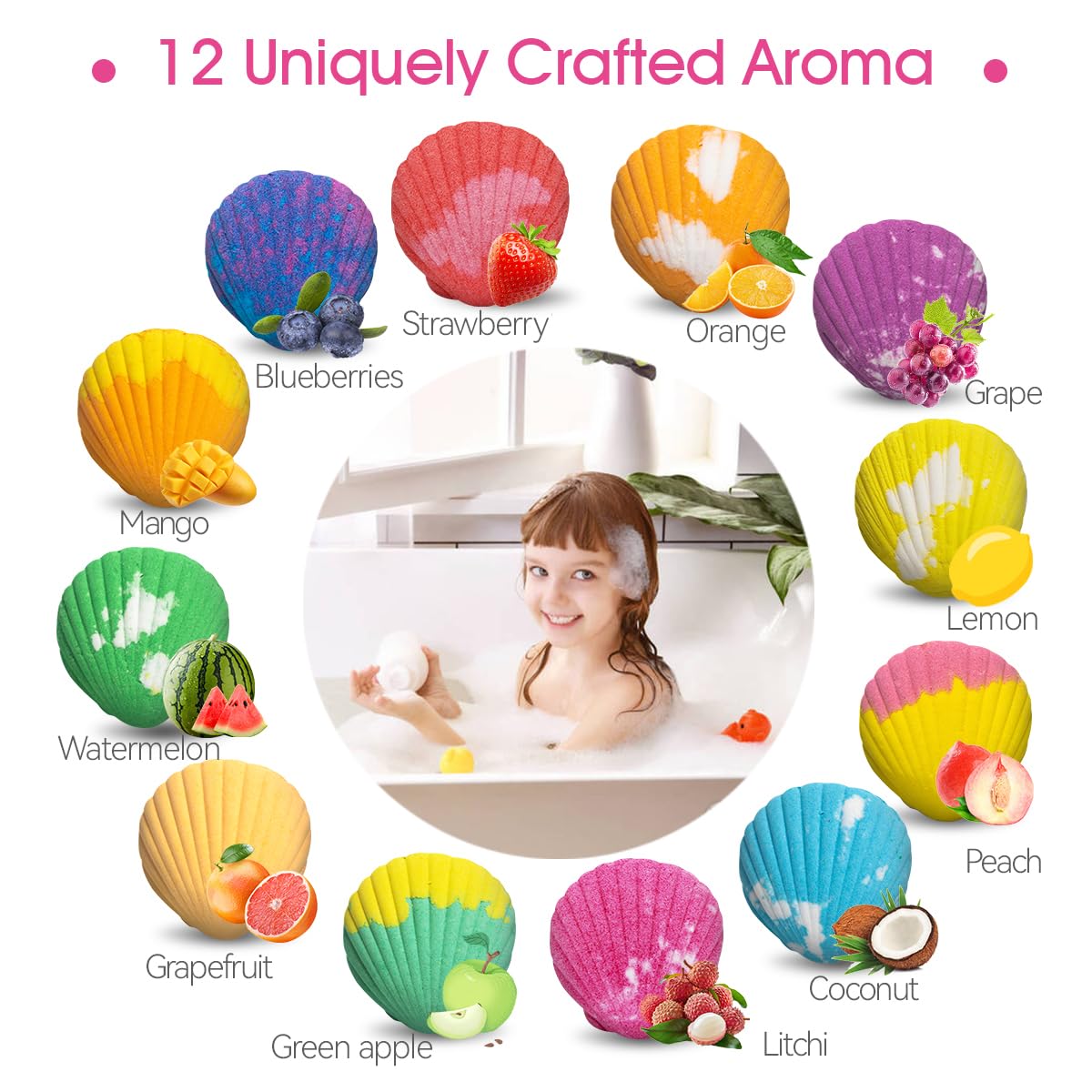 Bath Bombs for Kids with Surprise Toys Inside, 12 Pack Shell Kids Bath Bombs Gift Set for Girls Boys Birthday, Easter, Christmas, Halloween, Handmade… Beauty & Personal Care Santrela