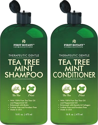 First Botany Tea Tree Mint Shampoo & Conditioner for Men & Women - Pure Tea Tree & Peppermint Oil - Fights Hair Loss, Dandruff, Lice & Itchy Scalp Beauty & Personal Care First Botany
