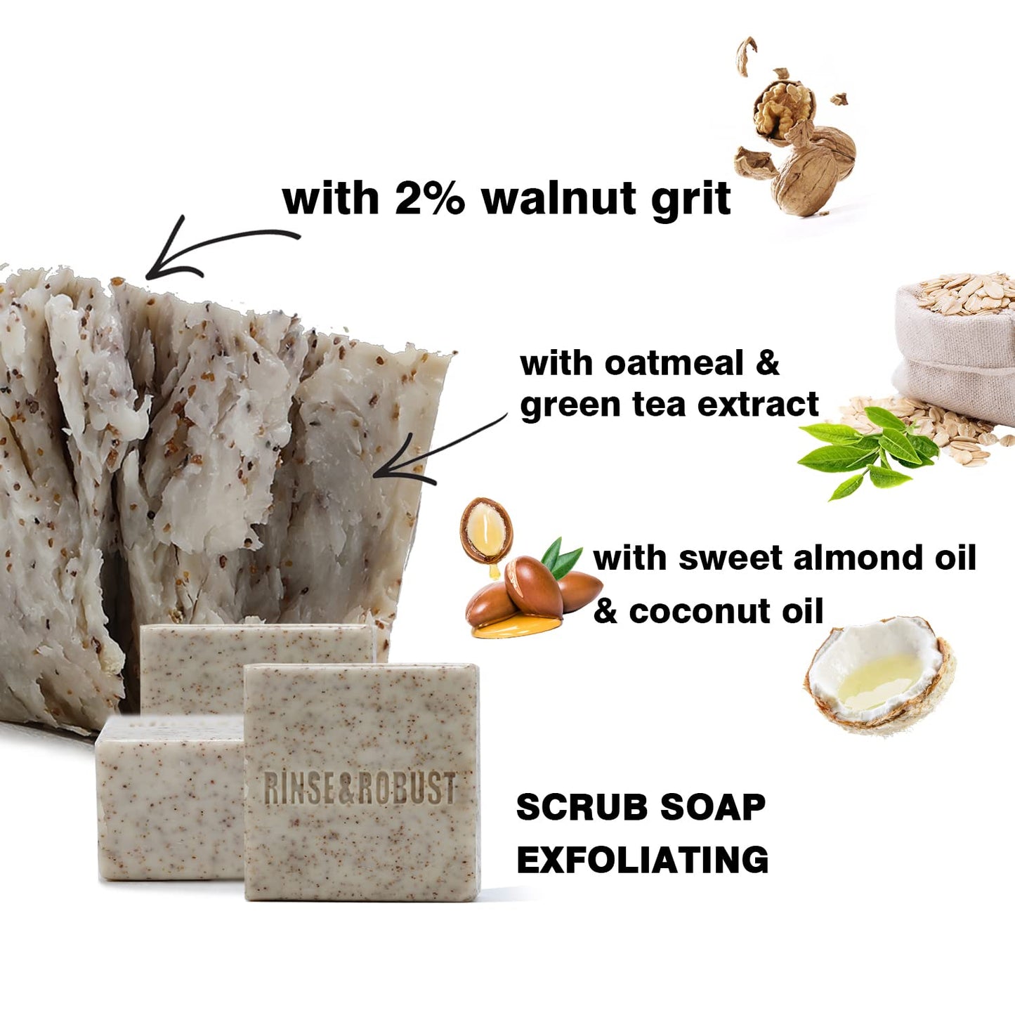 Rinse & Robust Mens Soap Bar Set 6Pcs Natural Cleansing Bar Soap Set Scrub Soap Gift for Men All Skin Type| 6 Different Scents |3.5 oz of 6 Bars Beauty & Personal Care Rinse & Robust