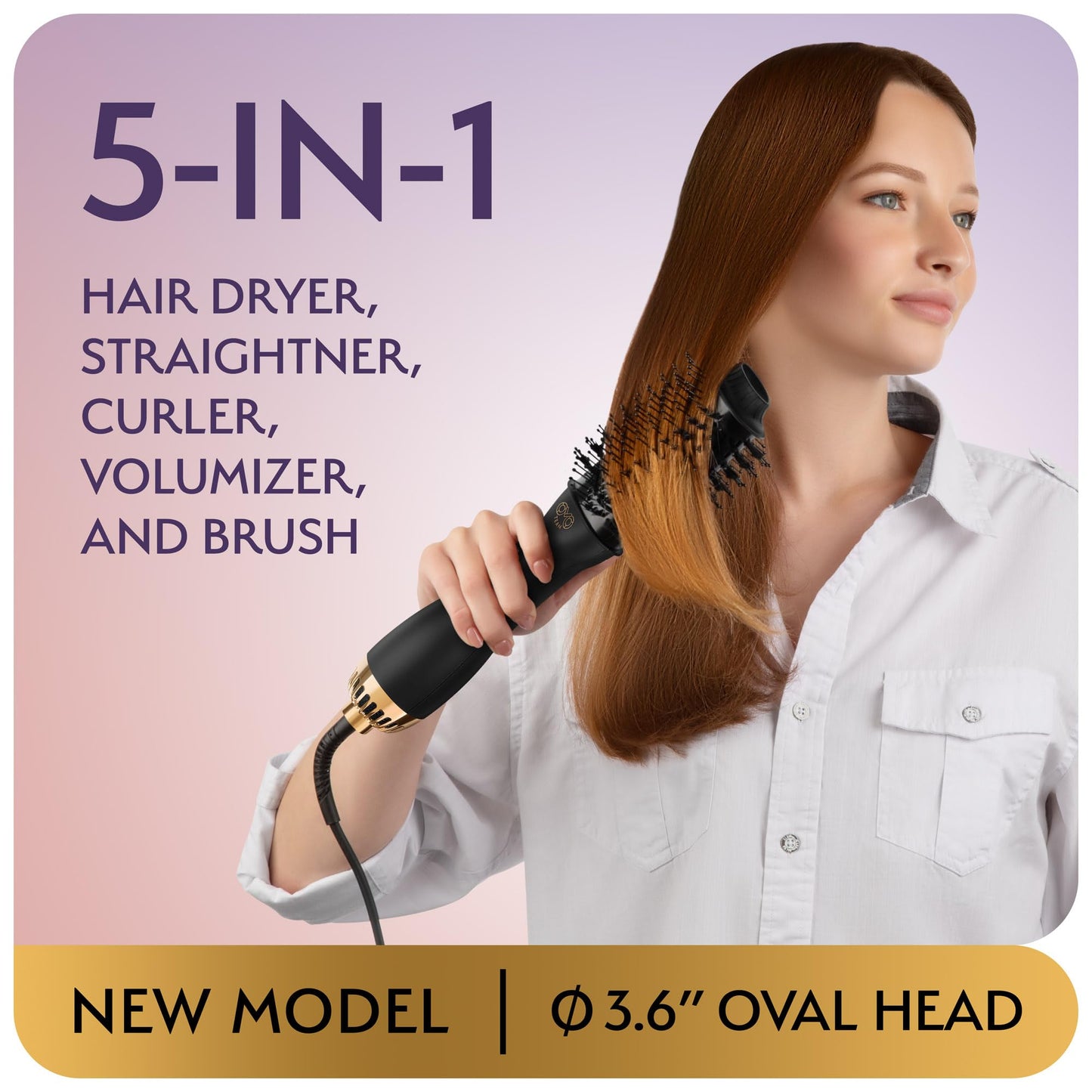 Professional Blowout Hair Dryer Brush, Black Gold Dryer and Volumizer, Hot Air Brush for Women, 60MM Oval Shape Beauty & Personal Care OMOteam