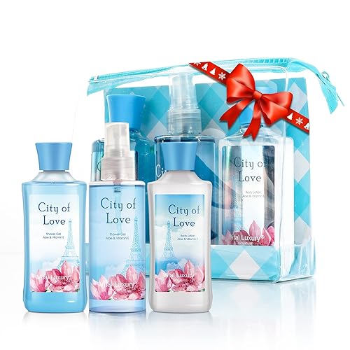Vital Luxury Bath & Body Care Travel Set - Home Spa Set with Body Lotion, Shower Gel and Fragrance Mist, Personal Body Care Travel Set (City of Love) Beauty & Personal Care Vital Luxury