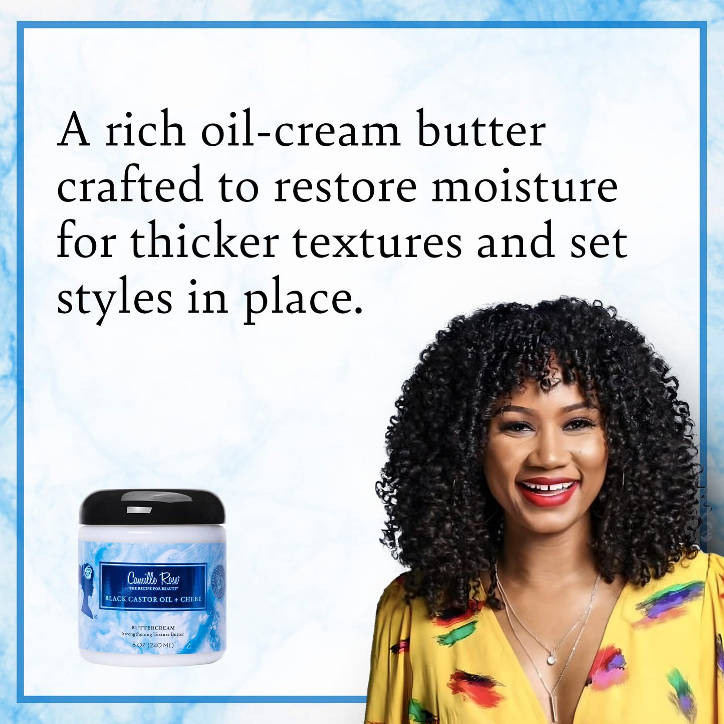 Camille Rose Black Castor Oil & Chebe Buttercream, Strengthening and Styling Butter to Restore Moisture for Thick, Textured Hair, 8 oz Beauty & Personal Care Camille Rose