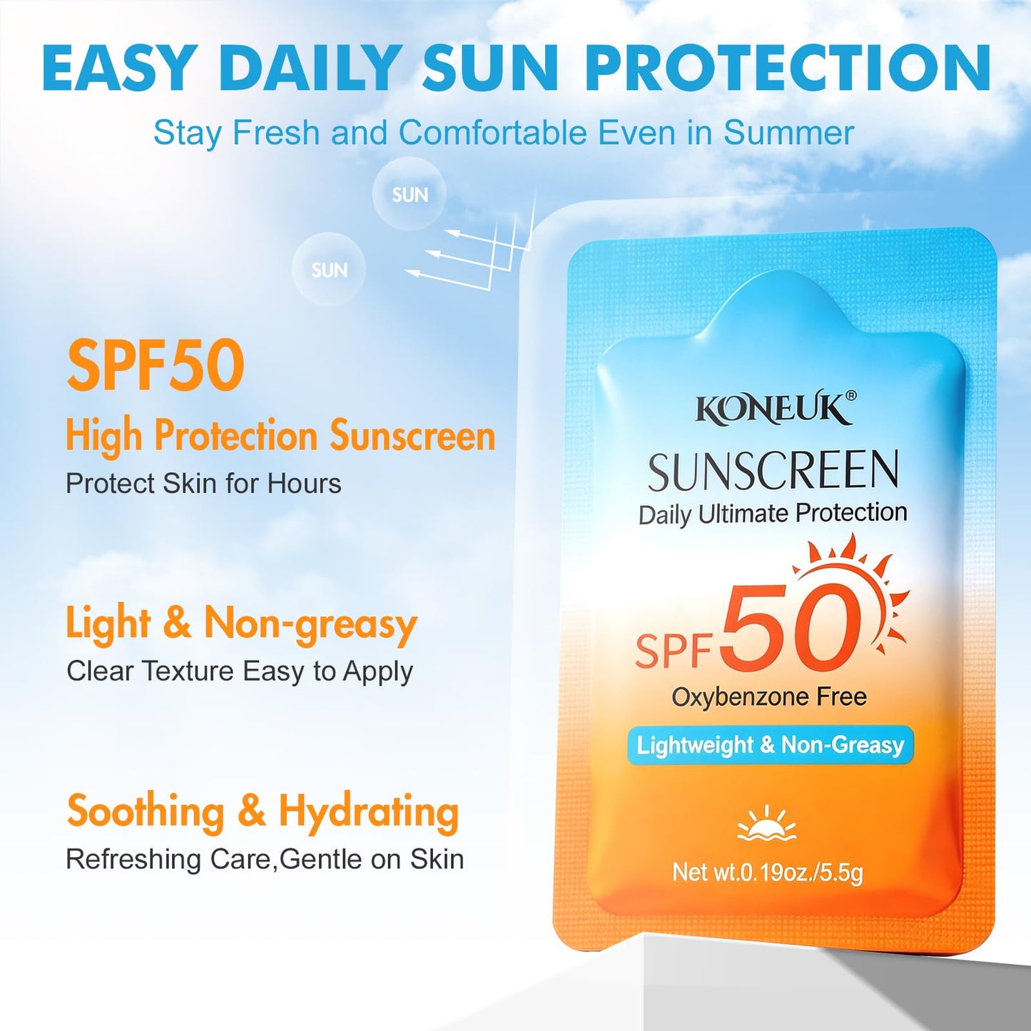30 Pack Travel Size Sunscreen, SPF 50, Bulk Mini Sunscreen for Face and Body, Lightweight and Non-Greasy, Travel Size for Summer Beach and Outdoor Beauty and Personal Care KONEUK