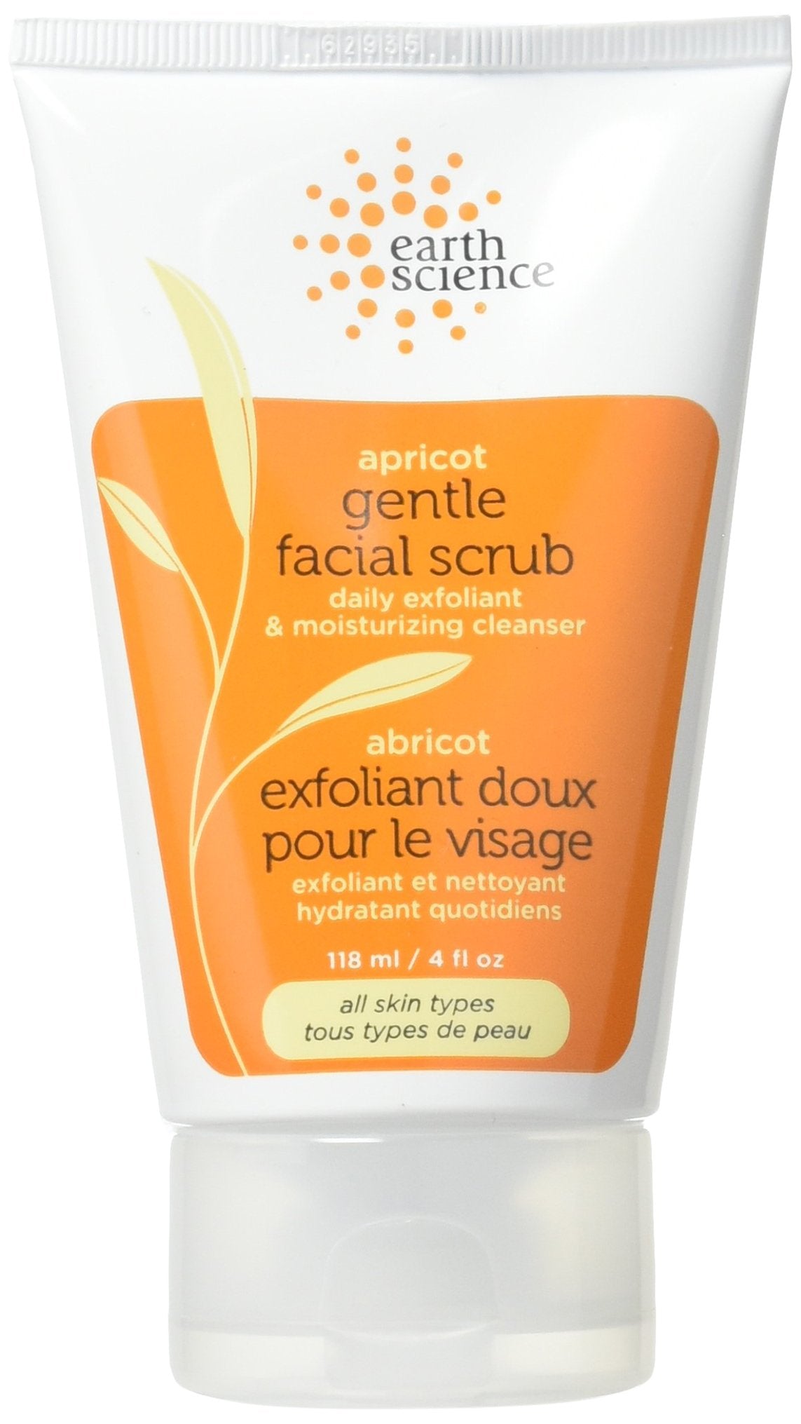 Earth Science Apricot Gentle Facial Scrub with Bilberry, Orange & Chamomile - moisturizing & exfoliating Cleanser, 4 oz. (Pack of 6)