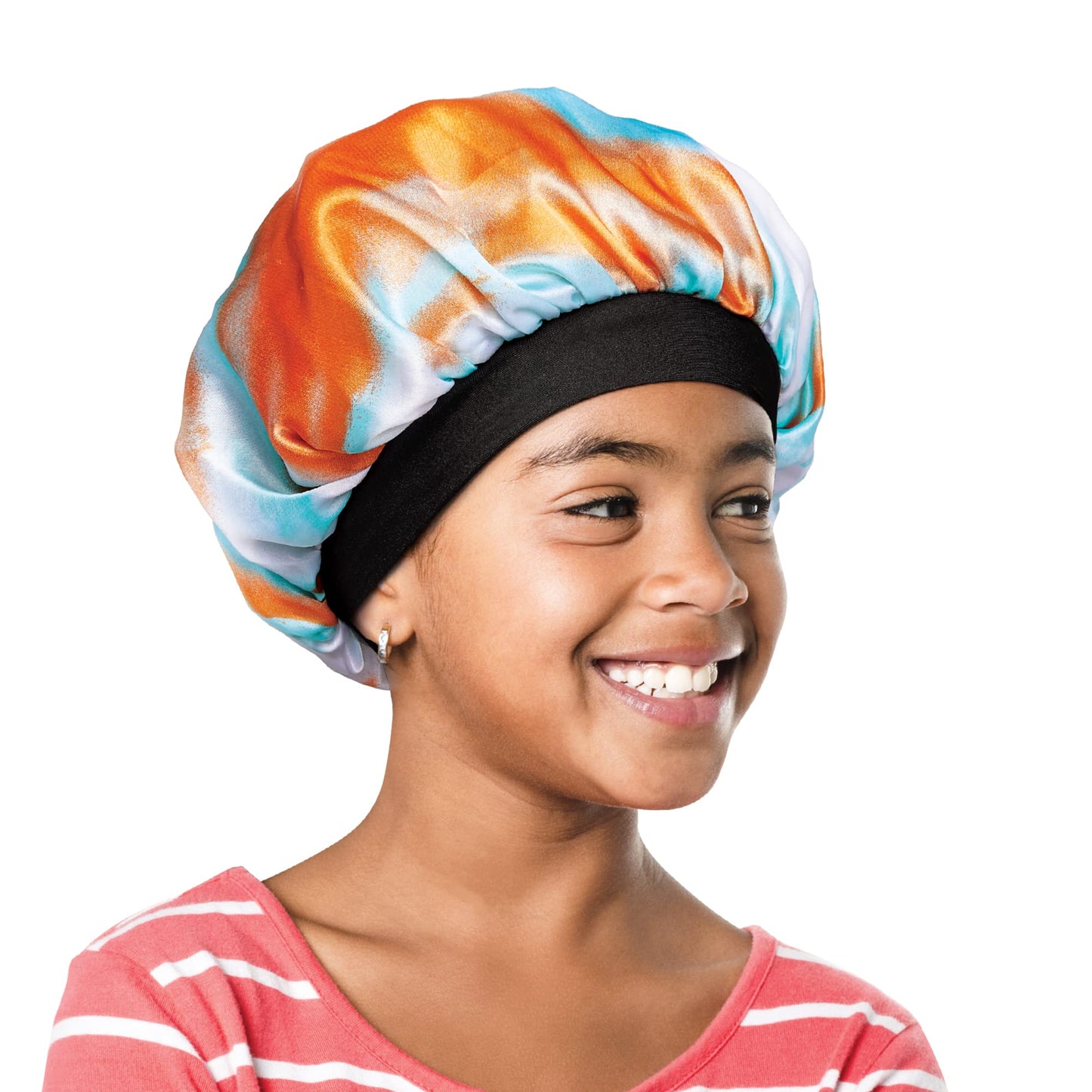 Red by Kiss Kids Satin Bonnet with Wide Band, Sleep Cap for Kids, Bonnet for Boys and girls (Orange/Blue) Beauty and Personal Care Red by Kiss