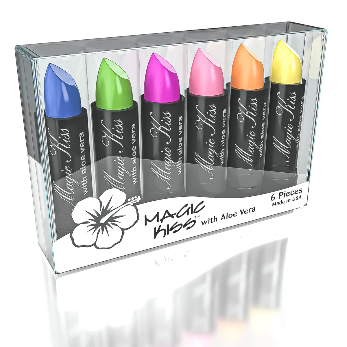 Magic Kiss Color Changing Matte 6 Piece Lipstick Set infused with Aloe Vera Made in USA (Colors of Aloha 1) Beauty & Personal Care Magic Kiss