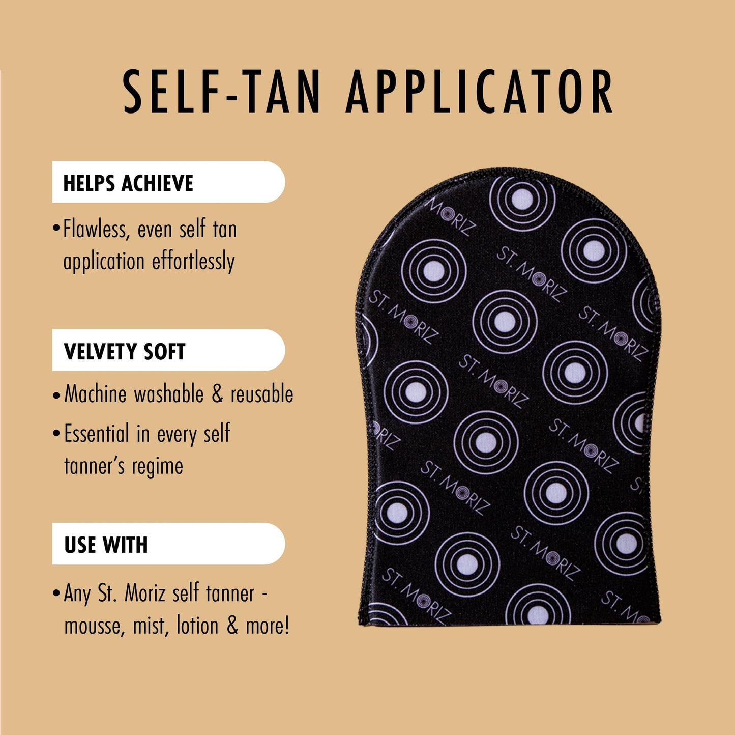 St Moriz Velvet Self Tanning Mitt - Reusable Self Tanner Applicator Glove For Even Self Tan Coverage & Streak Free Finish - Use with Any Self Tanner Beauty & Personal Care ST. MORIZ