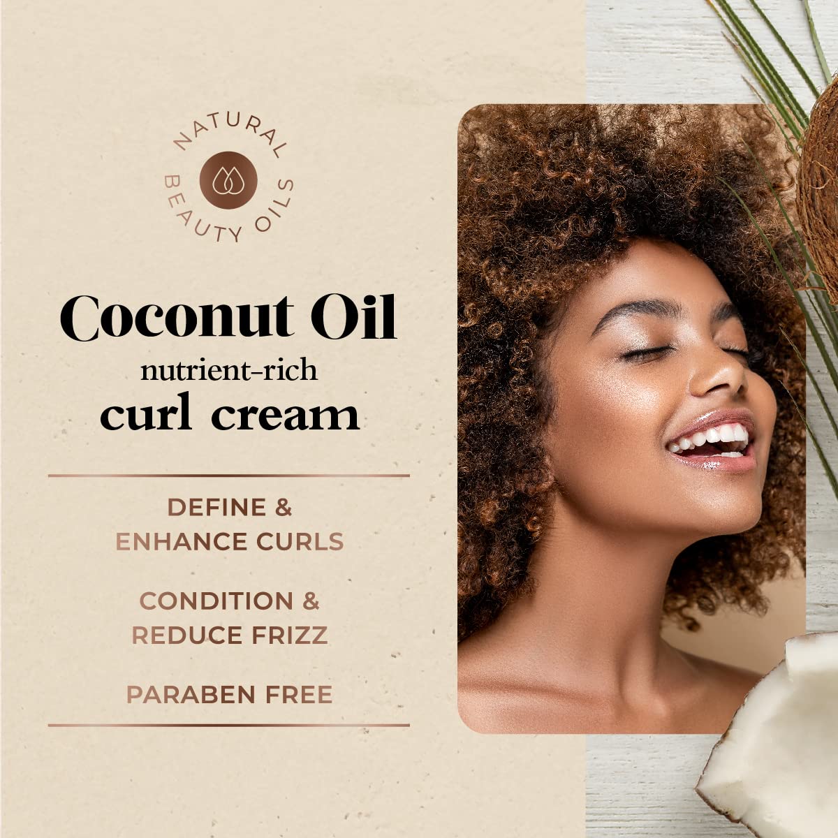 Oliology Coconut Oil Curl Cream - Defines & Enhances Curls & Waves | Botanically Infused | Conditions & Reduces Frizz | Made in USA, Cruelty Free Beauty & Personal Care Oliology