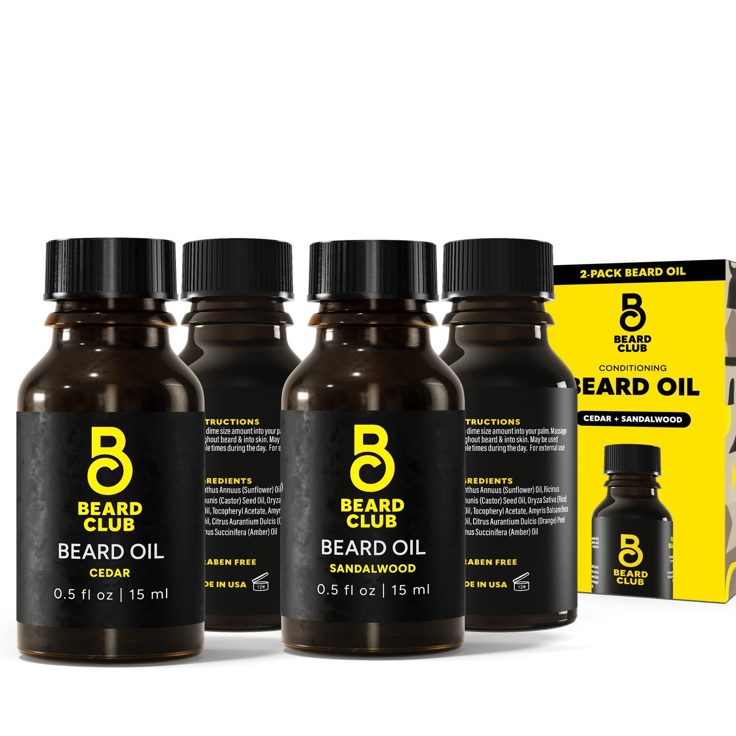 The Beard Club Duo Pack: Premium Cedar & Sandalwood Beard Oils for Men - Natural Moisturizer, Conditioner - Hydrates, Softens, Strengthens Hair Beauty and Personal Care The Beard Club