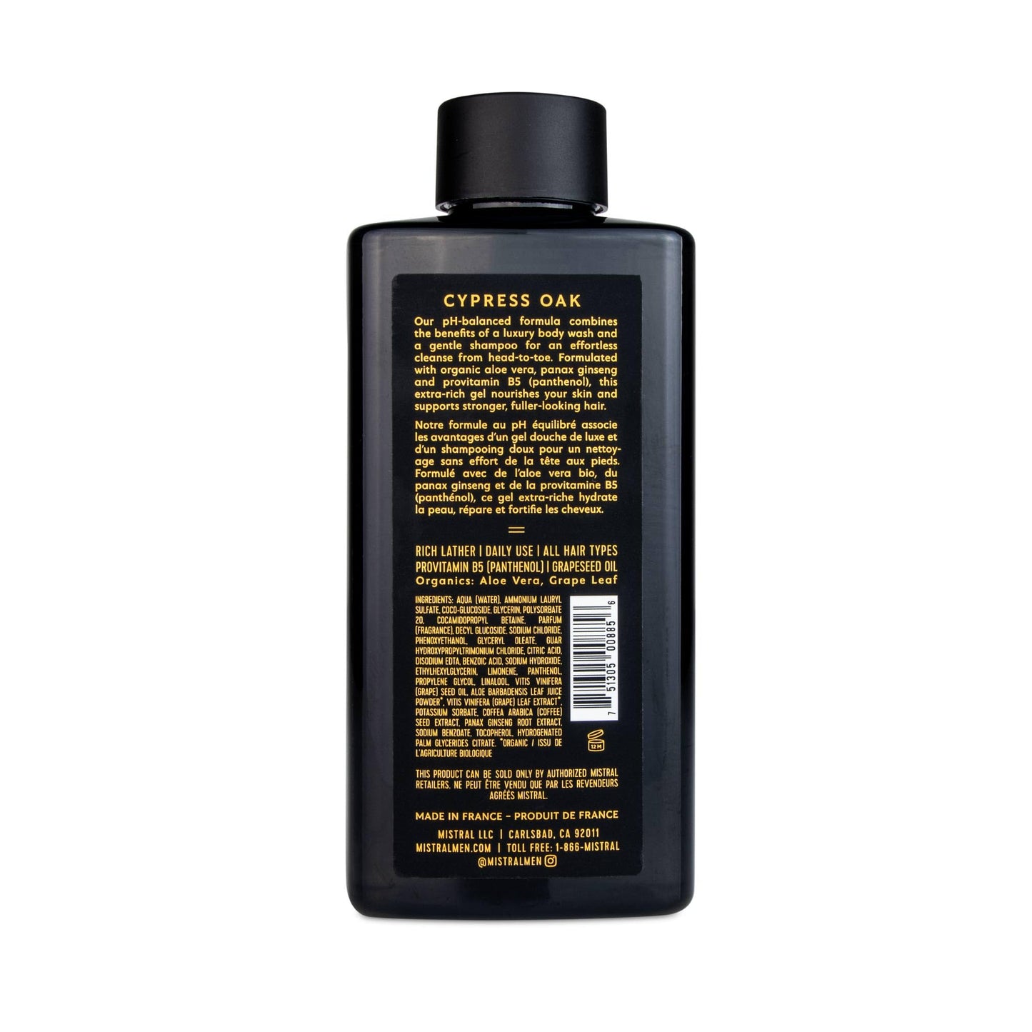 Mistral Men's Body Wash & Shampoo, Cypress Oak 13.5 oz | 2-in-1 Natural Shower Gel for Men | SLS, Paraben & Phthalate Free | Natural Men’s Body Wash Beauty & Personal Care Mistral
