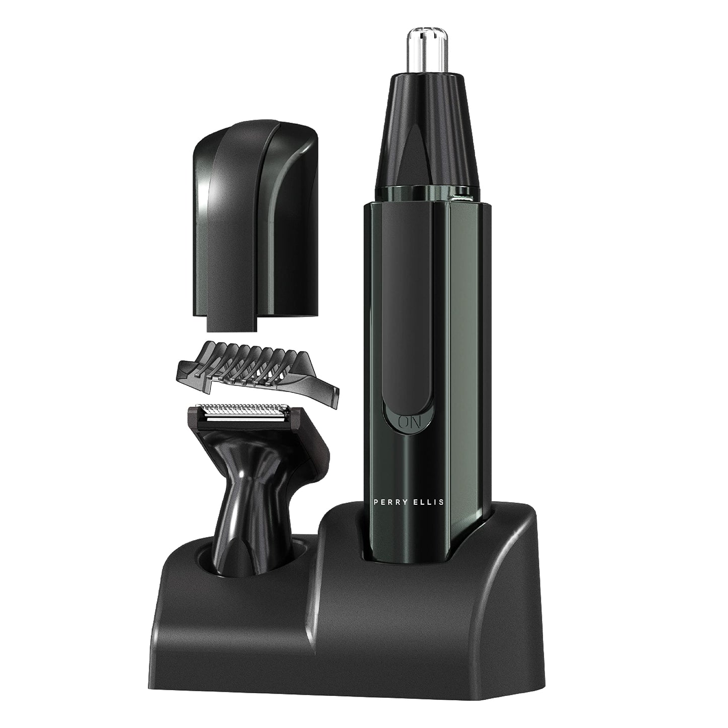 Perry Ellis Cordless Men’s Shaving Kit, Beard-, Ear-, and Nose-Hair Trimmer with 2 Detachable Heads, Trimming Guide with 4 Adjustable Levels, IPX4 Beauty and Personal Care Perry Ellis