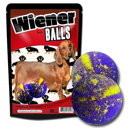 Wiener Balls Bath Bombs Funny Dachshund Gags for Dog Lovers XL Wiener Bombs Huge Bath Fizzers Weird Wiener Dog Bath Gags Jokes Weenie Dog Gags Funny… Beauty & Personal Care The Bodacious Bath Co.