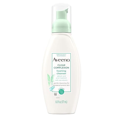 Aveeno Clear Complexion Foaming Oil-Free Facial Cleanser with Salicylic Acid for Breakout Prone Skin, Face Wash with Soy Extracts, Hypoallergenic Beauty & Personal Care Aveeno