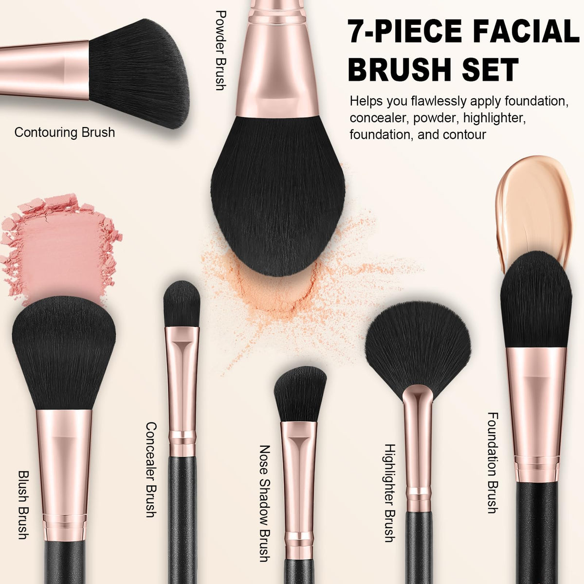 Silkpuff Makeup Brushes Set 15 Pcs Professional, Travel Makeup Brushes With Brush Case, Pearlescent Wood Handle, Premium Cruelty-Free Synthetic Fiber