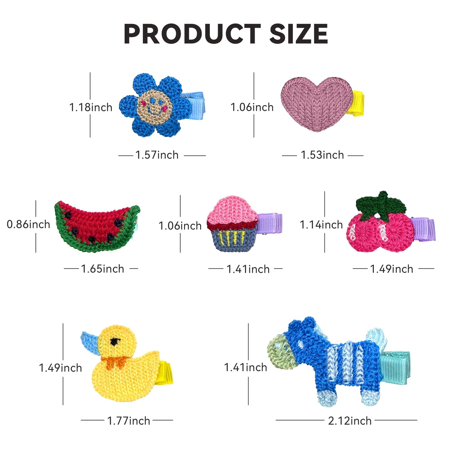 RIMOBUL 15 Pieces Girl Hair Clips Cute Barrettes Crocheted Hair Accessories Flower Fruit Animal Pattern Hair Clip Ice Cream Hair Clip for Girl,Heart Beauty & Personal Care RIMOBUL
