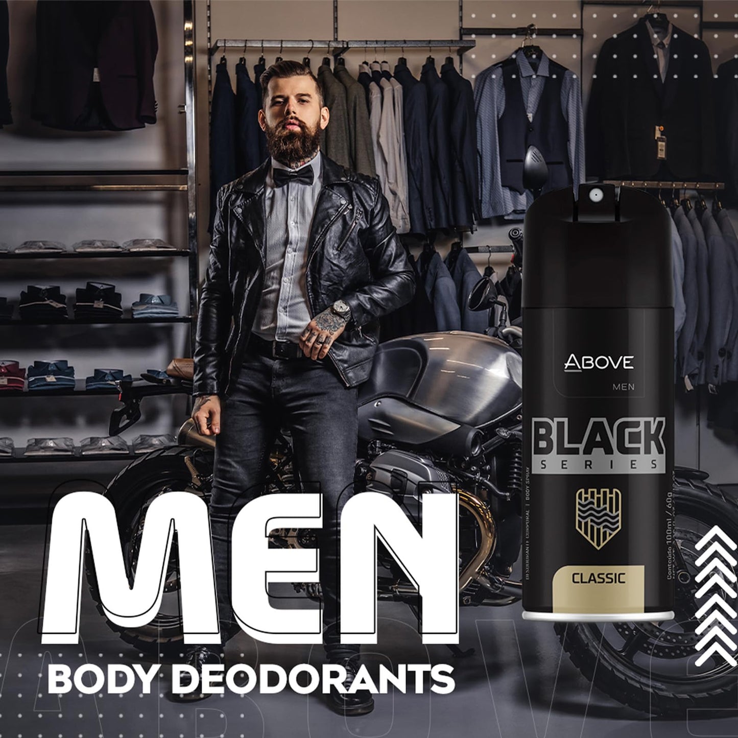 ABOVE Black Series Body Spray, Classic, 2.12 oz - Deodorant - Woody Fragrance - Masks Perspiration Odors - Long-Lasting Dry Spray - Cruelty-Free Beauty and Personal Care ABOVE
